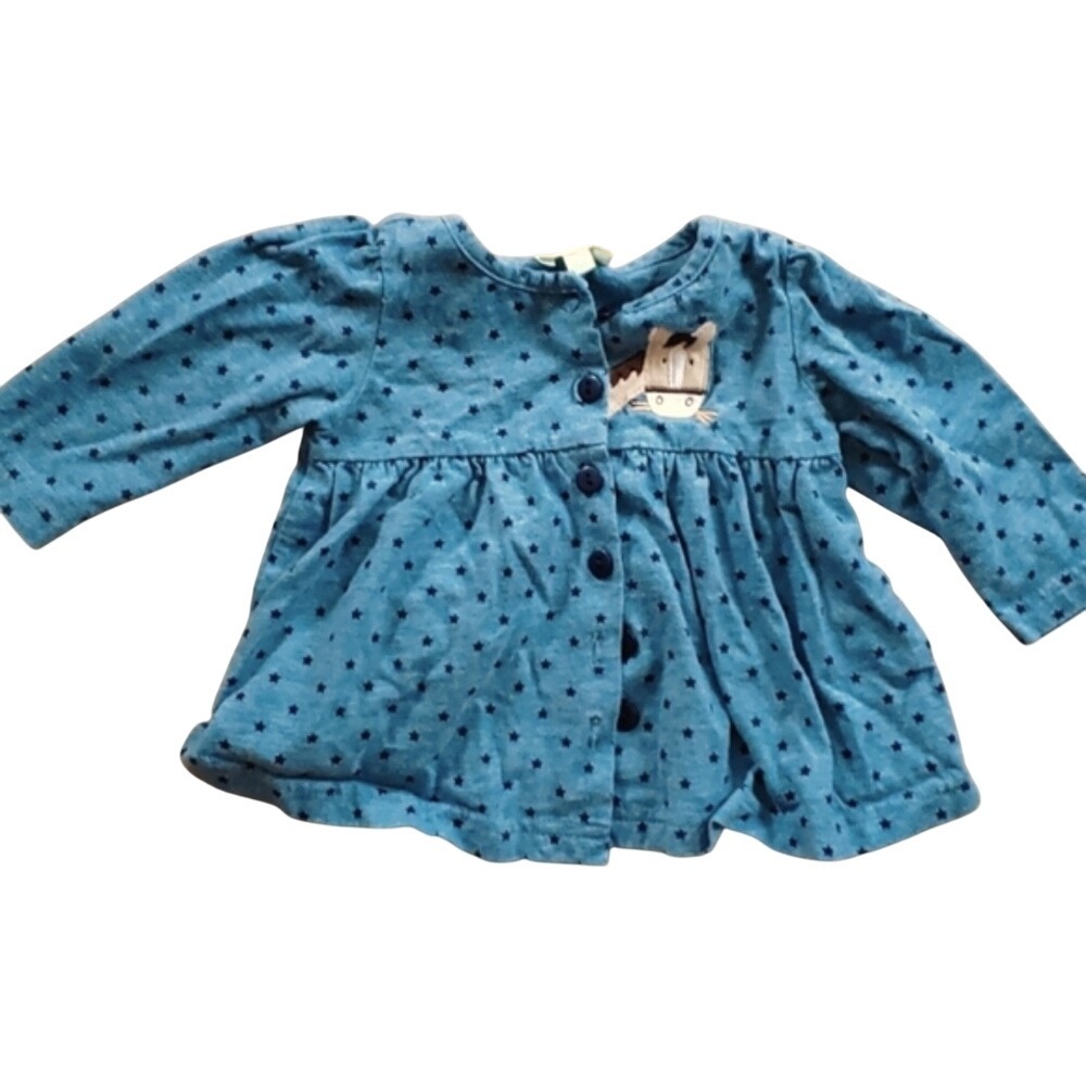 Le Top Girls Horse Star Long Sleeve Dress‎ in Denim Color Size 3M